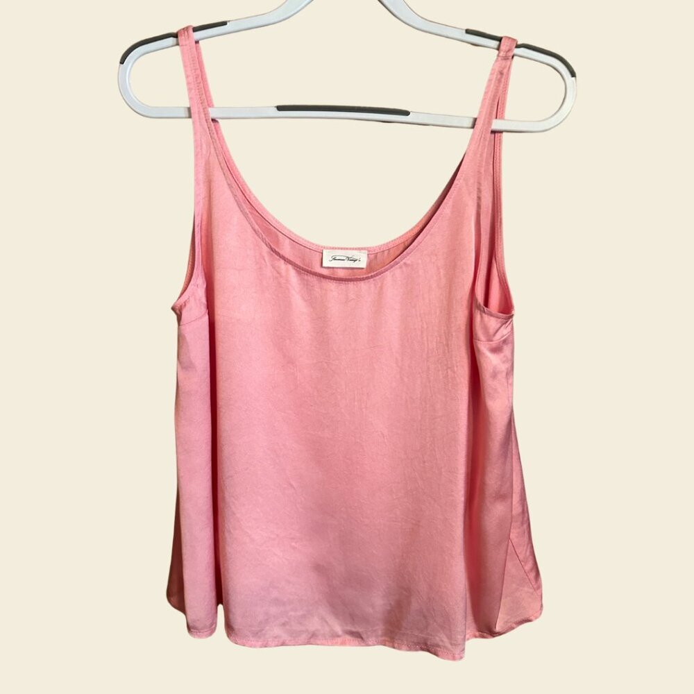 NWOT Beautiful American Vintage Pink Satin Tank Top Size M